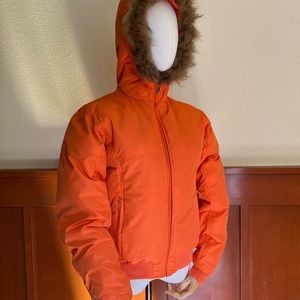 IZOD Down Puffer coat with faux fur trim hood, XS